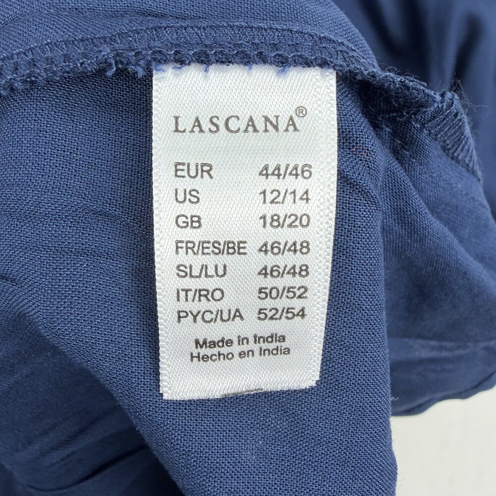 Lascana Navy Tiered Lace Tunic Blouse Bell Sleeve Size 12 - Picture 4 of 11